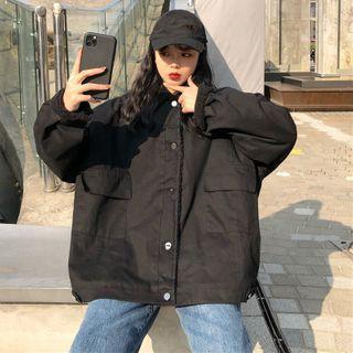 Mock Panel Padded Cargo Cotton Jacket