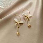 Alloy Bow Dangle Earring 1 Pair - 925 Silver Needle - One Size