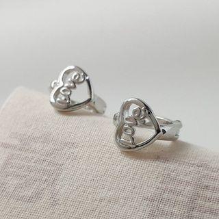 Love Heart Alloy Earring B-706 - 1 Pair - Silver - One Size