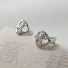 Love Heart Alloy Earring B-706 - 1 Pair - Silver - One Size