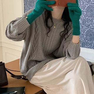 Round Neck Plain Sweater Sweater - Gray - One Size