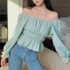 Puff-sleeve Ruffled Top As Shown In Figure - One Size