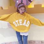 Letter V-neck Fleece-lined Sweatshirt