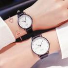 Faux-leather Round Strap Watch