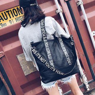 Lettering Strap Oxford Tote Bag