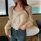 Ruffled Shirred Blouse Almond - One Size