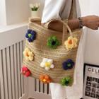 Floral Woven Tote Bag