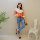 Ruffled Capelet Lace-up Neck Blouse