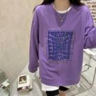 Long-sleeve Printed Sweatshirt Purple - One Size