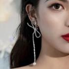 Wedding Bow Faux Pearl Dangle Earring 1 Pair - Silver - One Size