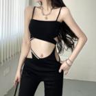 Asymmetrical Cutout Cropped Camisole Top / Flared Pants