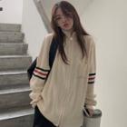 Stand-collar Loose-fit Zipper Cardigan