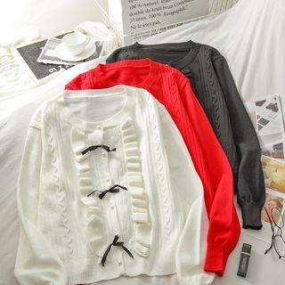 Bow Detail Ruffle Cardigan
