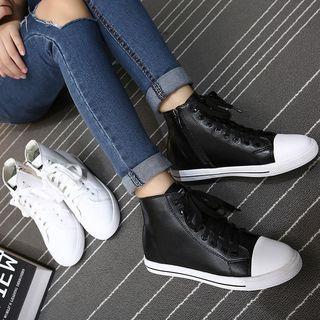 Genuine-leather Lace-up High Top Sneakers