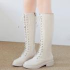 Lace Up Block Heel Knee-high Boots