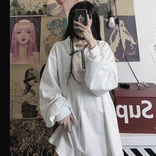 Half-zip Lettering Long-sleeve Top