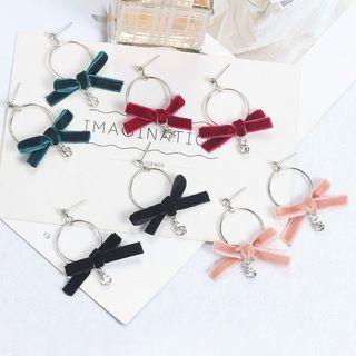 Rhinestone Fabric Bow Dangle Earring