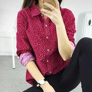 Floral Print Corduroy Blouse