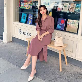 Dip-back Long Shirtdress & Sash