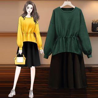 Set: Drawstring Sweatshirt + Midi A-line Tank Dress