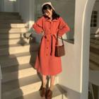 Belted Wool Coat Watermelon Red - One Size