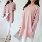 V-neck Longline Plain T-shirt