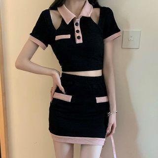 Short-sleeve Slim Fit Polo Shirt / Mini Skirt