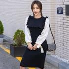 Ruffled Ribbed Sweater Dress