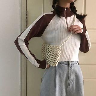 Mock Turtleneck Raglan Knit Top