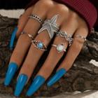 Set Of 7: Alloy Ring 16828 - Silver - One Size