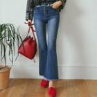 Button-fly Fringed Boot-cut Jeans