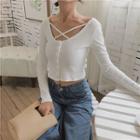 Cross Front Long-sleeve Cropped T-shirt