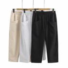 Plus Size Plain Pocket Capri Pants