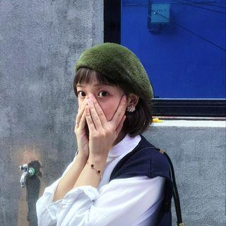 Faux-fur Beret Green - M=56-58cm