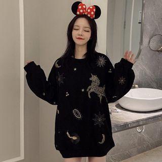 Unicorn & Star Embroidered Pullover