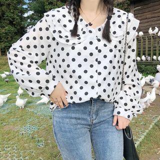 Polka Dot Peter Pan Collar Blouse