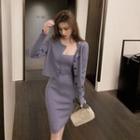 Wide Strap Midi Knit Dress / Cardigan