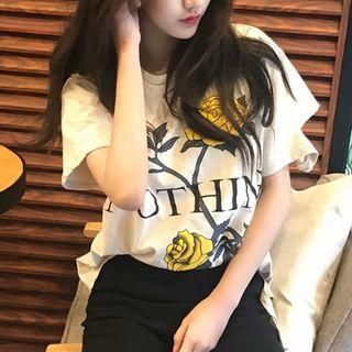 Rose-print Short-sleeve T-shirt