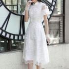 Short-sleeve Organza A-line Dress