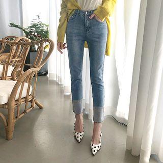 Washed Two-tone Slim-fit Jeans