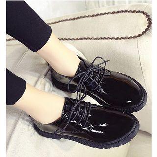 Patent Round Toe Oxfords