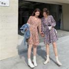Long-sleeve Ditsy A-line Dress