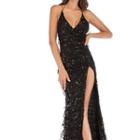 Sequined Spaghetti Strap Sheath Evening Gown