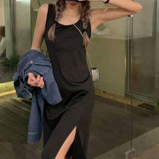 Slit-hem Midi A-line Tank Dress