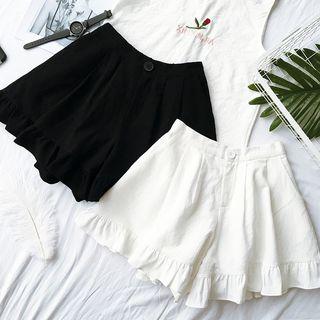 Plain Ruffle Linen Skort