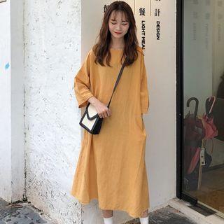 3/4-sleeve Midi Dress As Shown In Figure - One Size
