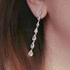 Rhinestone Droplet Dangle Earring 1 Pair - Silver - One Size