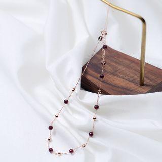 Agate Bead Sterling Silver Necklace
