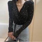 Star Sequin Mesh Blouse Black - One Size