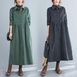 Maxi A-line Corduroy Shirtdress